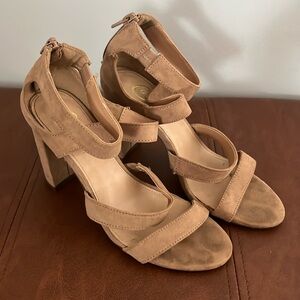 Candies - Tan Strappy Heels - Sz 6